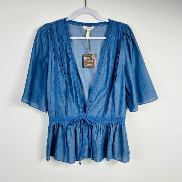 NEW Matilda Jane Blue Chambray Tie Front Kimono Size Small - Picture 1 of 6